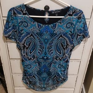 Blue paisley print top